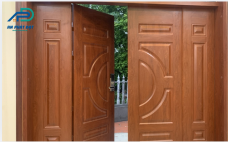 Cửa gỗ tự nhiên họa tiết đơn giản