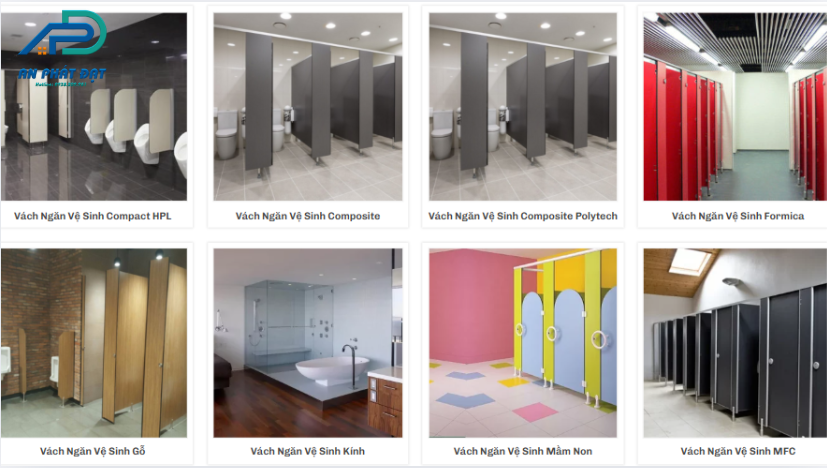 Các loại vách ngăn WC đã được thi công