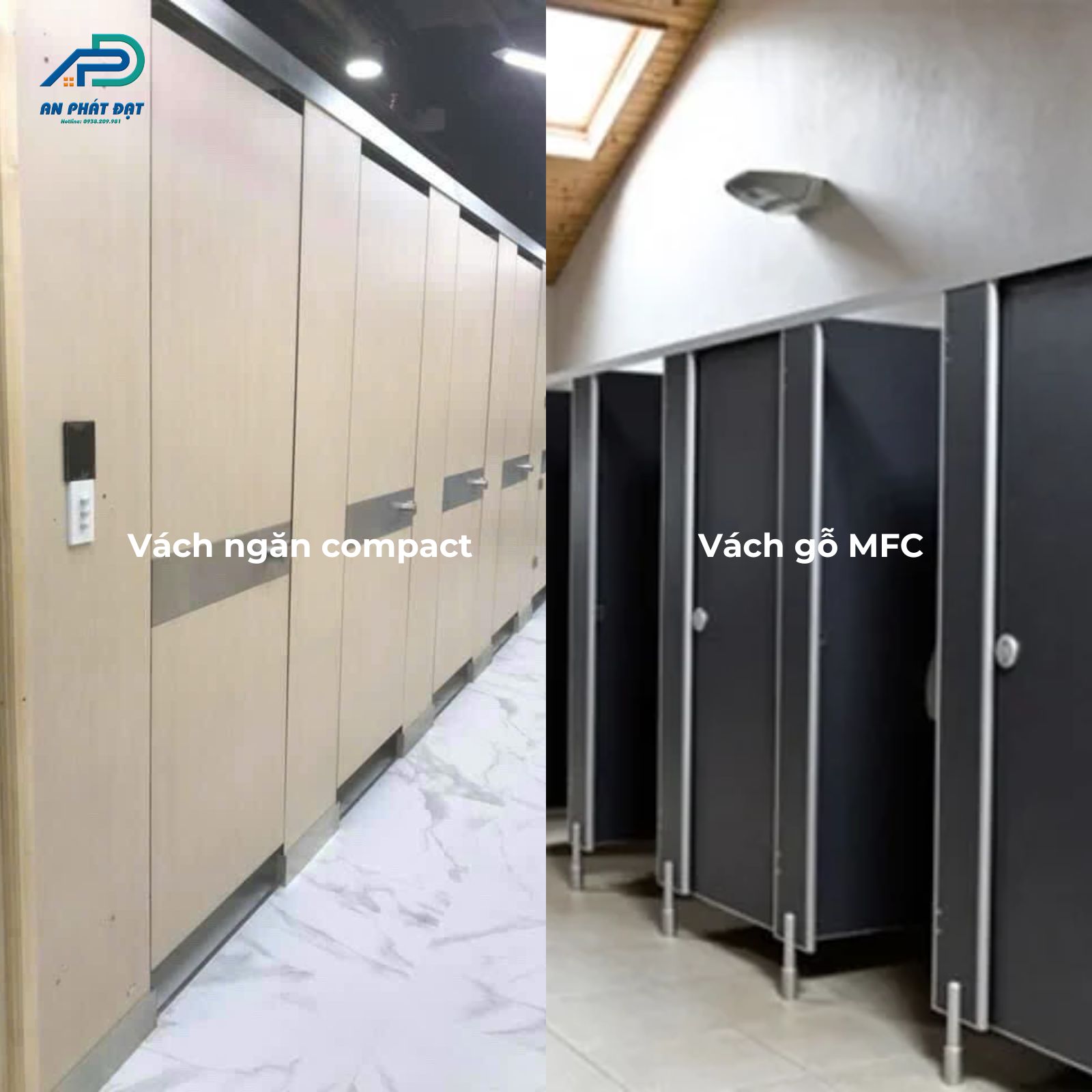 So sánh vách ngăn compact với vách gỗ MFC