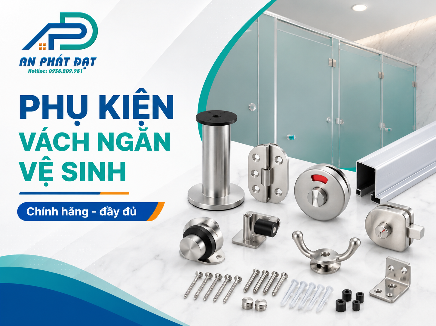 Tổng Hợp Phụ Kiện Vách Ngăn Nhà Vệ Sinh Chính Hãng, Đầy Đủ